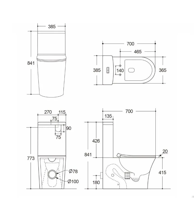 Orta Tornado Rimless Wall Faced Toilet Suite - Specification