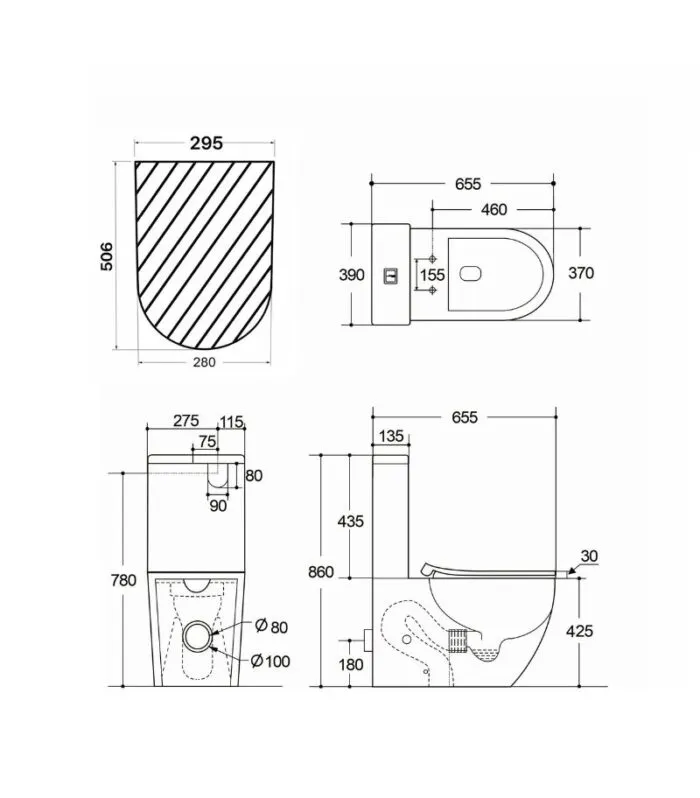 Procida Tornado Rimless Wall Faced Toilet Suite - Specification