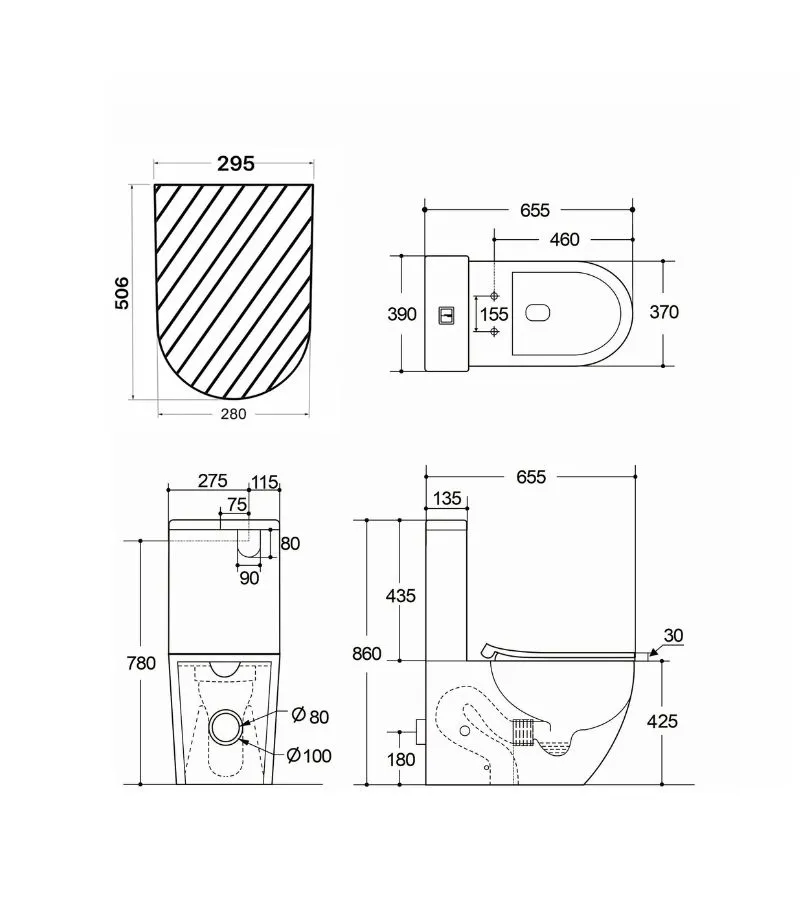 Procida Tornado Rimless Wall Faced Toilet Suite - Specification