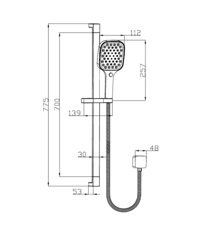 Ceram Hand Shower On Rail - Specification