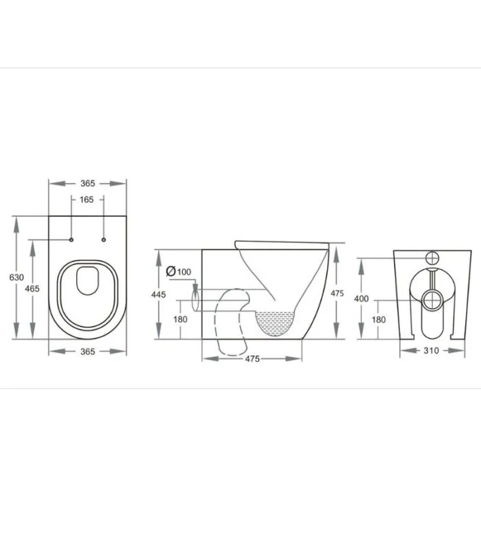 Elvera Tornado Extra Height Floorstanding Toilet Pan - Specification