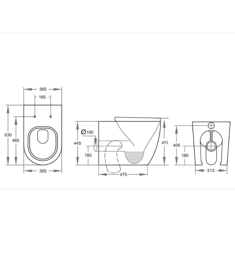 Elvera Tornado Extra Height Floorstanding Toilet Pan - Specification